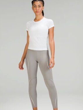 Lululemon Base Pace Reflective Leggings size 12 in Gull Gray 25" Inseam